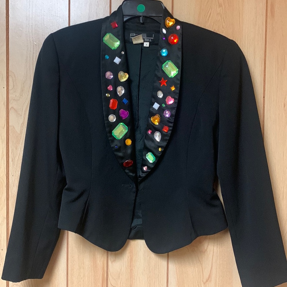 Bejeweled front lapel blazer